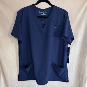 Easy Stretch Navy Short Sleeve Scrub Top